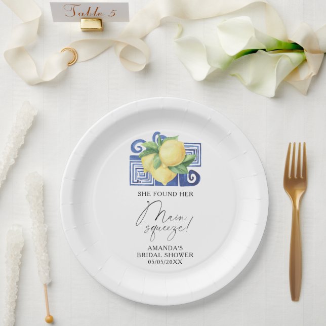 Prato De Papel Citrus Lemon - Ela encontrou seu principal aperto (Casamento)