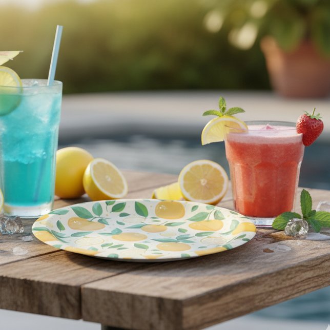 Prato De Papel Citrus limon yellow tropical fruta (Criador carregado)