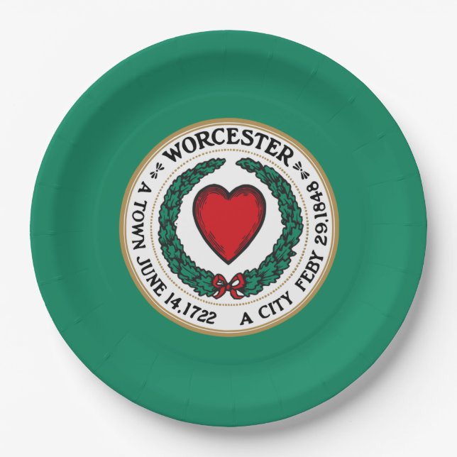 Prato De Papel City Flag of Worcester (Massachusetts) (Frente)