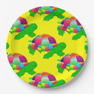 Prato De Papel CKC Lil Glass Turtle, Placas De Papel Amarelo