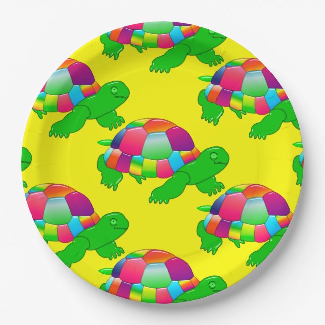 Prato De Papel CKC Lil Glass Turtle, Placas De Papel Amarelo (Frente)