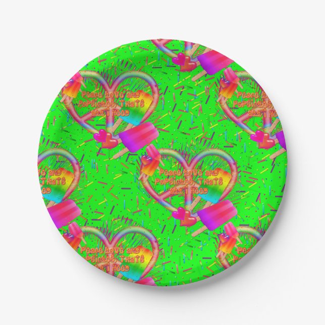 Prato De Papel CKC-Paz, Amor e Picolé, Placas de Neon-Paper (Frente)