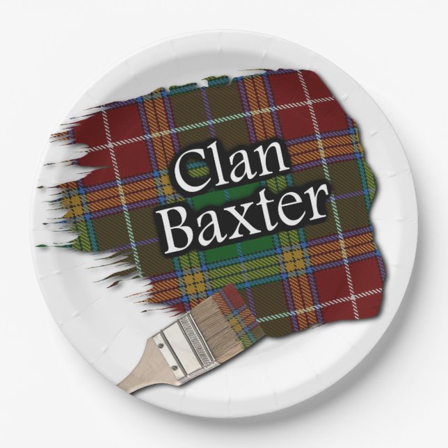 Prato De Papel Clan Baxter Scottish Tartan Paint Brush (Frente)