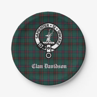 Prato De Papel Clan Davidson Crest Crachá e Tartan