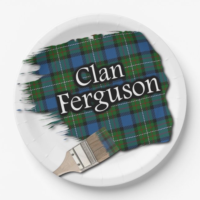 Prato De Papel Clan Ferguson Scottish Tartan Paint Brush (Frente)