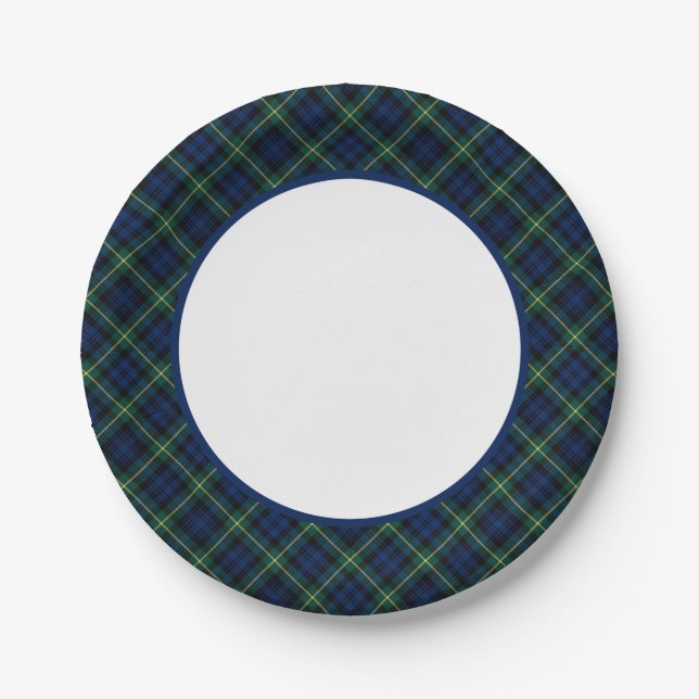 Prato De Papel Clan Gordon Tartan Border (Frente)
