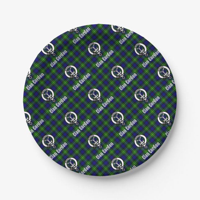 Prato De Papel Clan Gordon Tartan Crest (Frente)