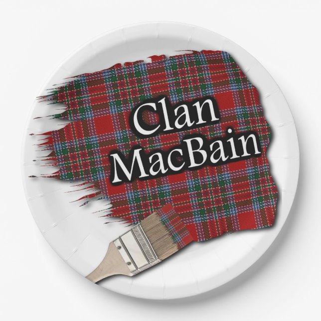 Prato De Papel Clan MacBain Scottish Tartan Paint Brush (Frente)