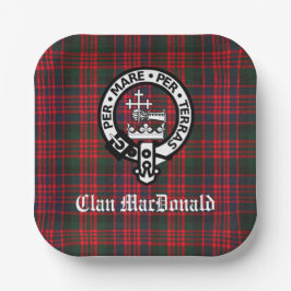 Prato De Papel Clan MacDonald Crest e Modern Tartan