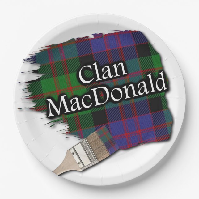 Prato De Papel Clan MacDonald Scottish Tartan Paint Brush (Frente)