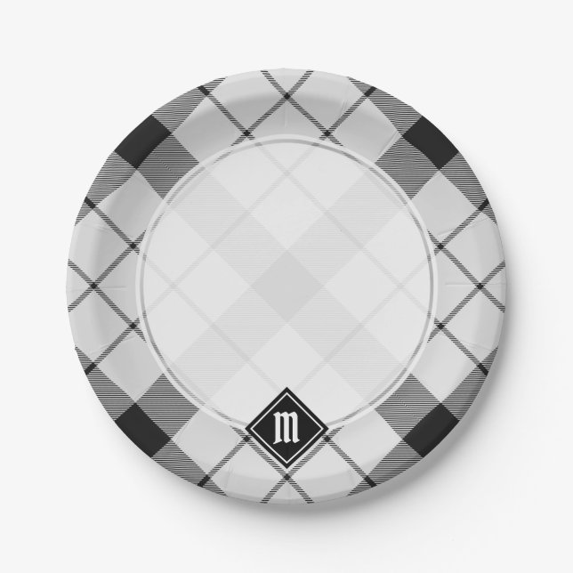 Prato De Papel Clan MacFarlane Black and White Tartan (Frente)