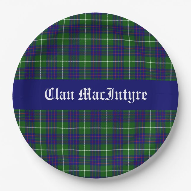 Prato De Papel Clan MacIntyre Tartan Personalizável (Frente)