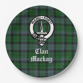 Prato De Papel Clan Mackay Crest Crachá e Tartan personalizáveis