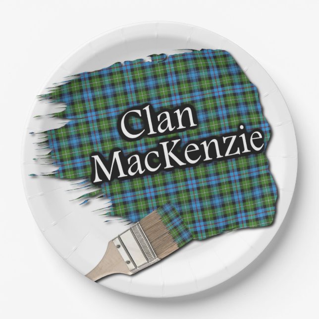 Prato De Papel Clan MacKenzie Scottish Tartan Paint Brush (Frente)