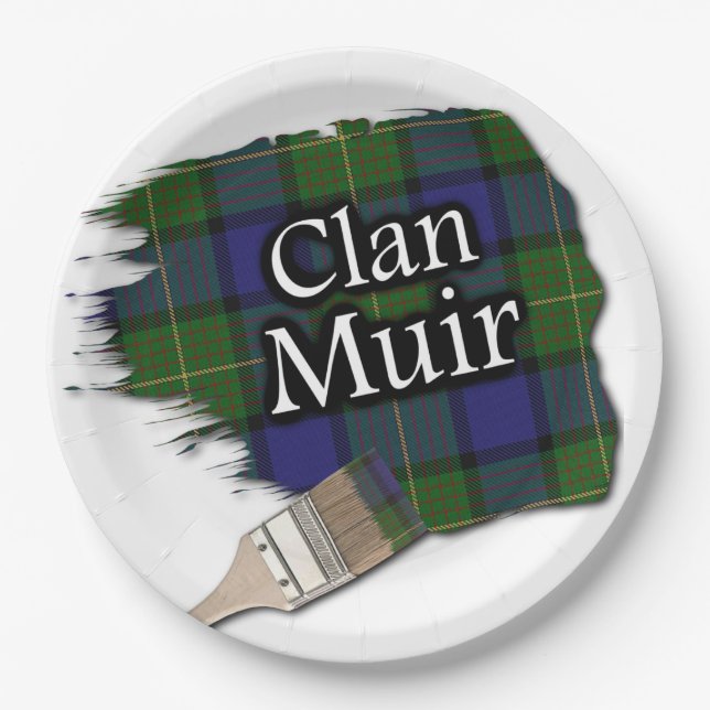 Prato De Papel Clan Muir Scottish Tartan Paint Brush (Frente)