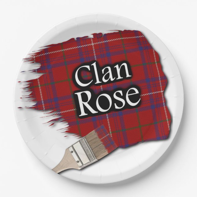 Prato De Papel Clan Rosa Scottish Tartan Paint Brush (Frente)