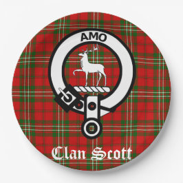 Prato De Papel Clan Scott Crest Crachá e Tartan
