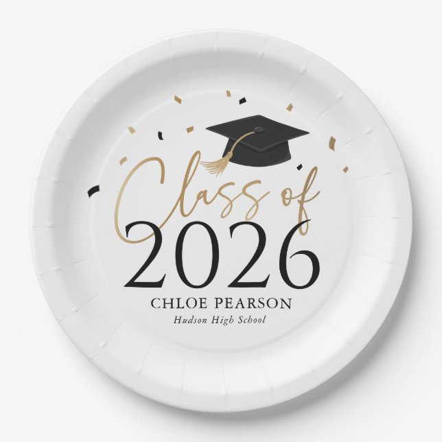 Prato De Papel Class of 2026 Graduation Paper Plates (Frente)