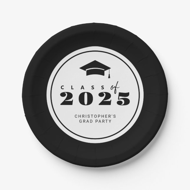 Prato De Papel Classe Branca Negra de Graduação 2025 (Frente)