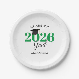 Prato De Papel Classe de 2021 Formando Verde e Preto Simples