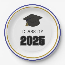 Prato De Papel Classe de 2025 Azul e Dourado