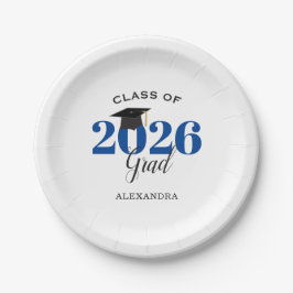 Prato De Papel Classe de 2025 Formando Azul e Preto Simples