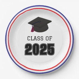 Prato De Papel Classe de 2025 Vermelho e Azul