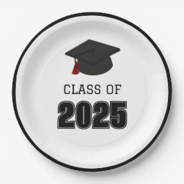 Prato De Papel Classe de 2025 Vermelho e Negro