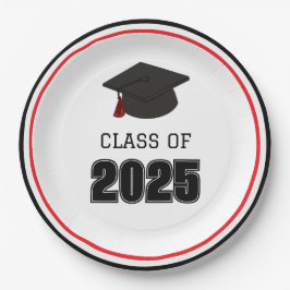 Prato De Papel Classe de 2025 Vermelho e Negro