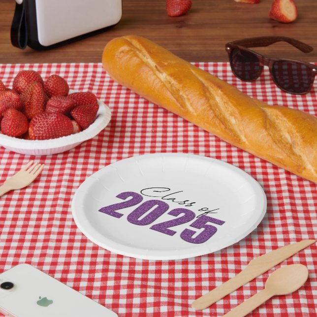 Prato De Papel Classe de brilho roxo de 2025 (Piquenique)