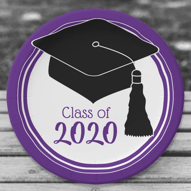 Prato De Papel Classe de Formando 2024 Roxo e Branco (Criador carregado)