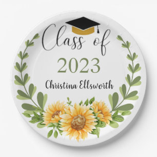 Prato De Papel Classe do Partido de Formando Sunflower Wreath 202