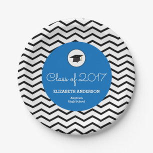 Prato De Papel Classe Personalizada de 2026 Chevron Azul Grad