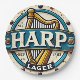 Prato De Papel Classic Harp Lager Beer Logo Round