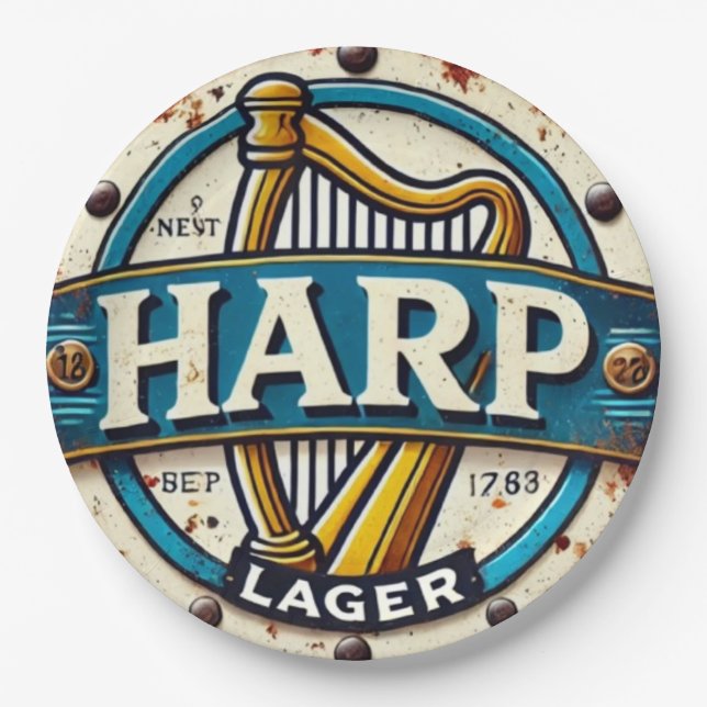 Prato De Papel Classic Harp Lager Beer Logo Round (Frente)