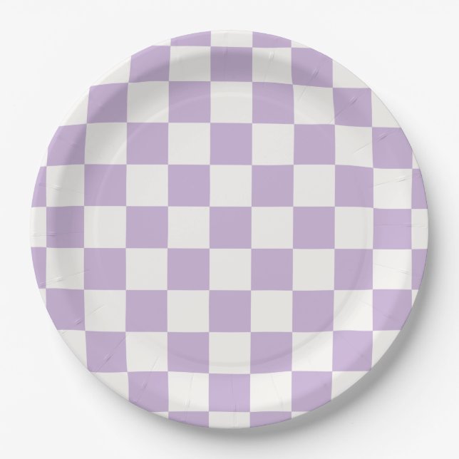 Prato De Papel Classic Lilac Gingham Picnic (Frente)