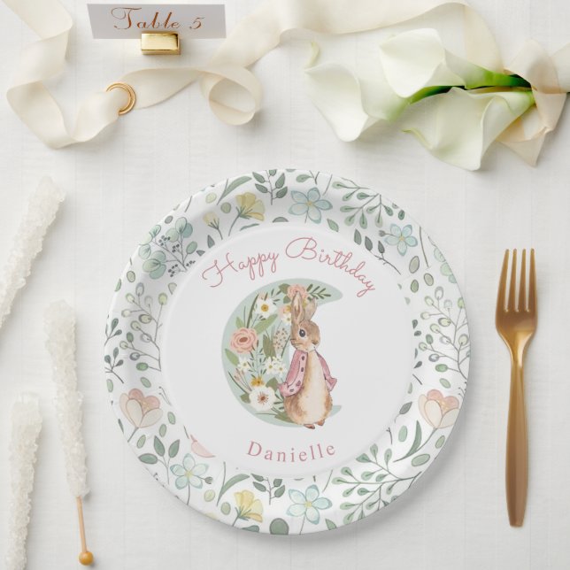 Prato De Papel Classic Peter the Rabbit Beatrix Potter Birthday (Casamento)