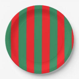 Prato De Papel Classic Red and Green Christmas Stripes