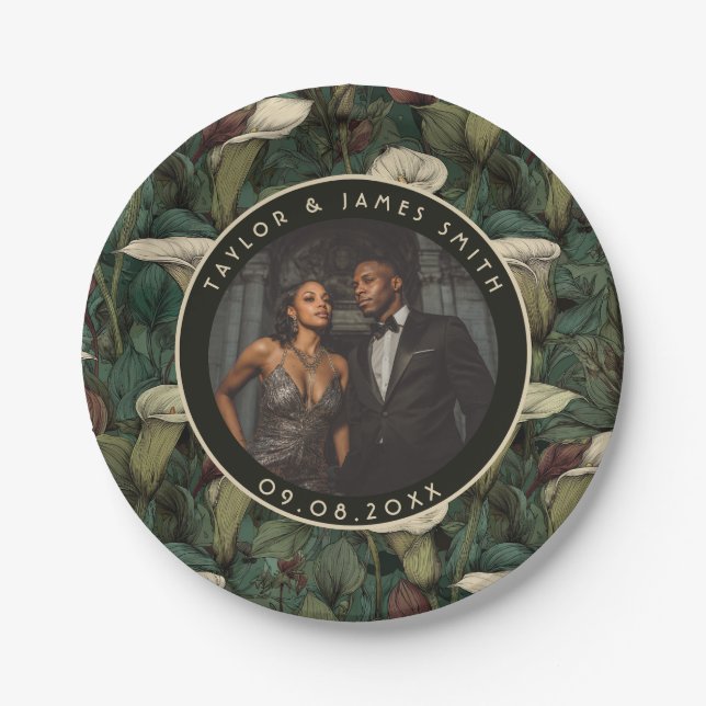 Prato De Papel Clássico Calle Lily Plates Para O Fim Do Casamento (Frente)