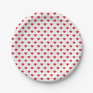 Prato De Papel Clássico Chic Fofo Amor Corações Vermelho Rosa Bra