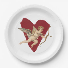 Prato De Papel Clássico Cupido Romântico Moderno Casamento Elegan