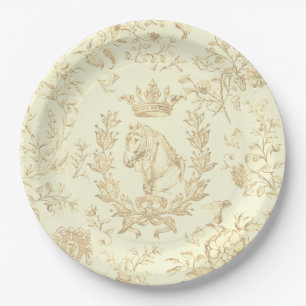 Prato De Papel Clássico Elegante Beige Cream Equestre