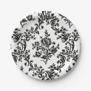 PRATO DE PAPEL CLÁSSICO ELEGANTE DA PLACA DE PADRÃO FLORAL BARÓQU