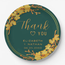 Clássico Emerald Green e Dourado Casamento Obrigad