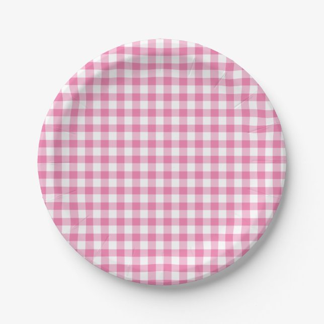 Prato De Papel Clássico Gingham Fuchsia (Frente)