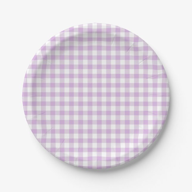 Prato De Papel Clássico Gingham Soft Lilac (Frente)