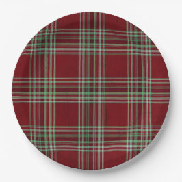Prato De Papel Classy Vintage Red Green Textured Tartan Plaid 