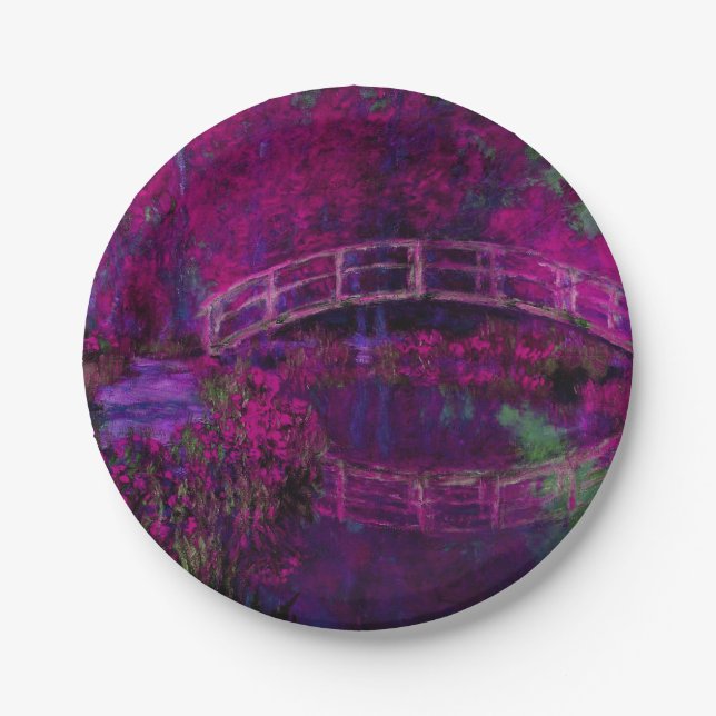 Prato De Papel Claude Monet A Ponte Japonesa roxo (Frente)