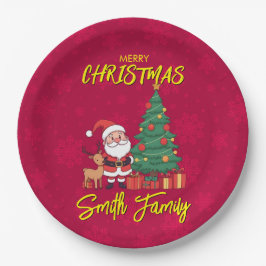 Prato De Papel Cláusula Santa Árvore Natal