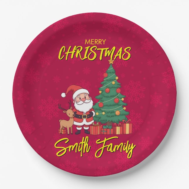 Prato De Papel Cláusula Santa Árvore Natal (Frente)